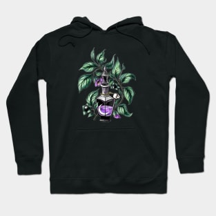 Deadly nightshade. Crescent in potion bottle Hoodie